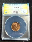 1926 LINCOLN WHEAT CENT ANACS MS 63 078