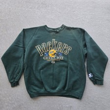 Vtg Starter Green Bay Packers NFL Graphic Print Crewneck Sweatshirt Logo Sz L