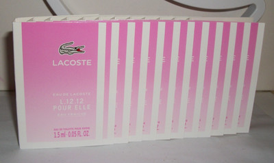 (12) LACOSTE L.12.12 POUR ELLE Eau Fraiche EDT .05 oz PERFUME SAMPLE Splashes