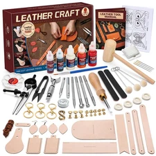 Leather Crafting Kit: Leather Working Tools and Supplies for DIY Craft Beginn...