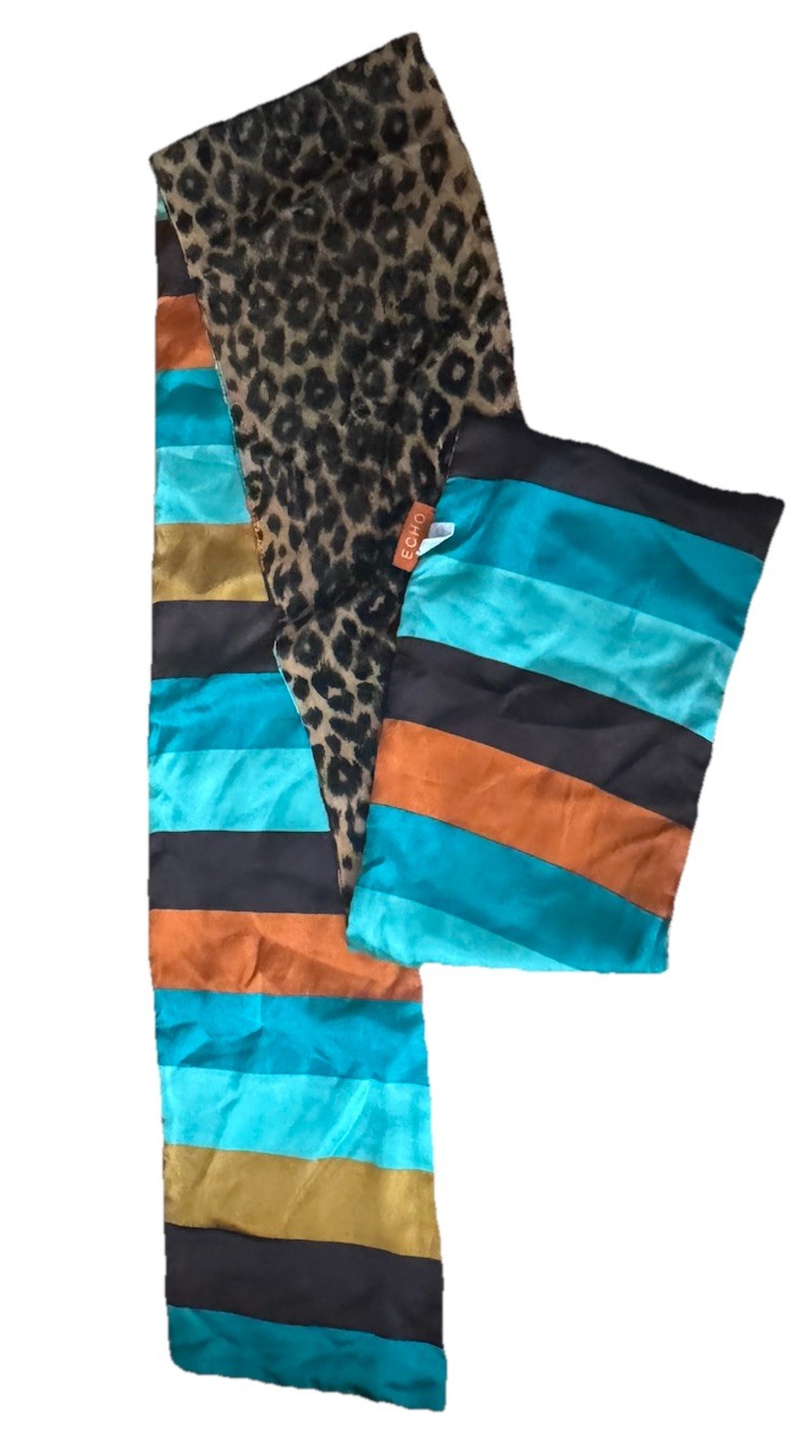 ECHO Classic Slim 2-Sided Multicoloured Silk/Leop… - image 1