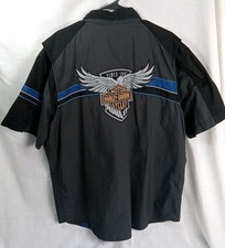 Harley Davidson Shirt Men's 2XL 115 Year Embroidered Button Up Mechanic, Vented