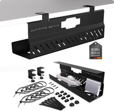 Under Desk Cable Management Tray No Drill   Wire Management - Cord Organizer   H