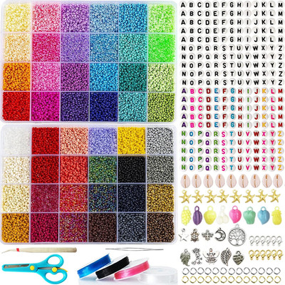 36551Pcs 48 Farbe 2Mm Perlen Set Glasperlen Zum Auffädeln Erwachsene Bunte Rocai
