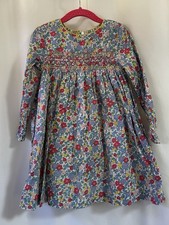 Mini Boden Girls Smocked Floral Dress Fully Lined Size 3/4