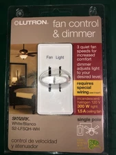 New Lutron Skylark 1 Pole Sliding Fan Control/Light Dimmer Wall Switch - White