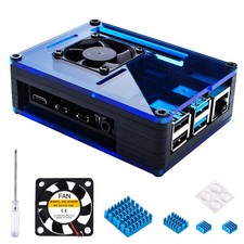 Case for Raspberry Pi 4 with Fan Cooling, 4 Pcs Aluminum Heat Sinks, Case Com...
