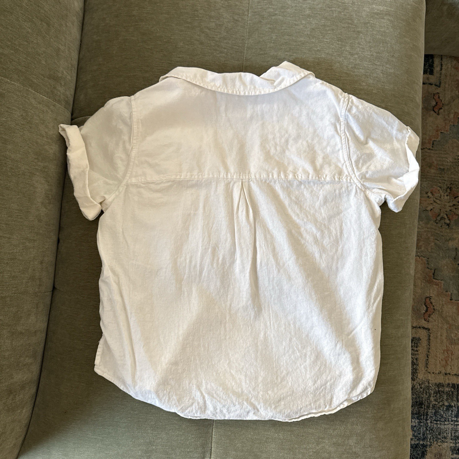 Universal Thread Linen Blend White Collared Short… - image 3