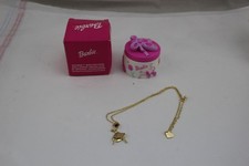 NIB Vtg 2002 Avon Barbie October Birthstone Ballerina Necklace With Trinket Box