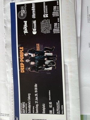 KONZERTKARTEN FÜR DEEP PURPLE AM 27.6.2026  Coburg