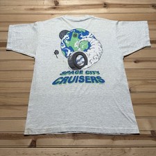 Vintage 90s Outer Space City Cruisers Lions Car Club Earth Moon Shirt Size Large
