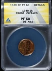 Photo of a 1940-P Lincoln Wheat Cent Proof from an eBay listing that sold on Jul 16, 2026