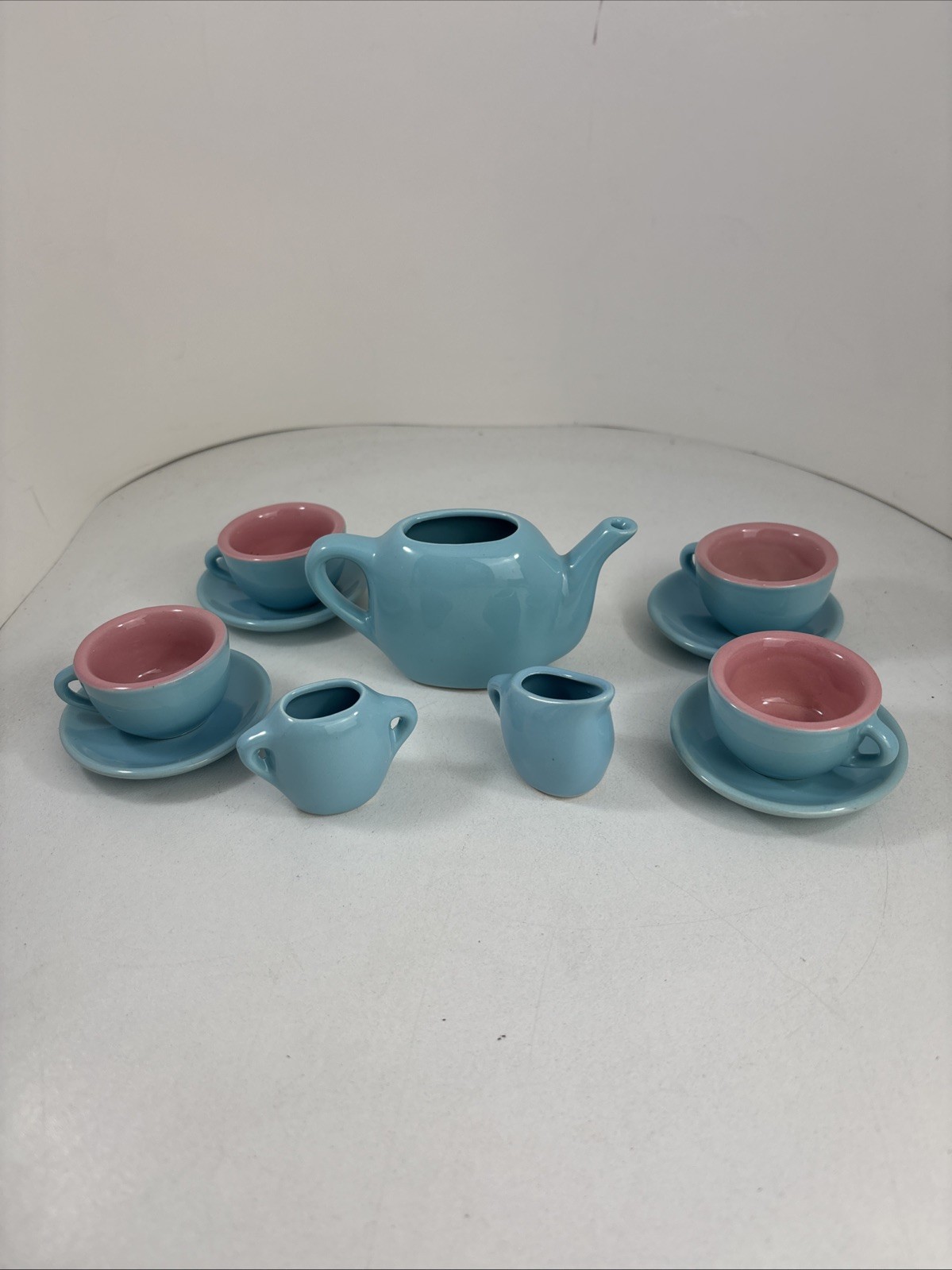 Porcelain Child Tea Set Pink Blue Alex Products 11 Pc Spring