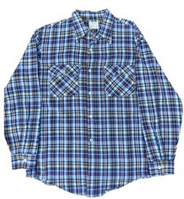 Vintage JCPenney Big Mac No-Iron Plaid Work Shirt 70s-80s L Poly-Cotton Blend