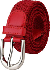 Men Women Multicolored Elastic Stretch Braided Belt Canvas Fabric Woven No Holes