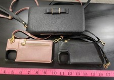 Cell Phone 3 Pc Lot Pink Black Protector Carrying Case Straps Wallet Durable