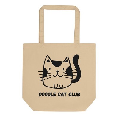 Doodle Cat Club Graphic Print Cotton Tote Bag Cat Mom Gift Unisex