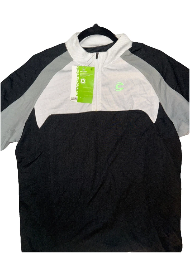 Polo Cannondale Hombre Talla L Negro/Blanco/Gris 1/4 Cremallera Manga Corta Foto 3 de 4