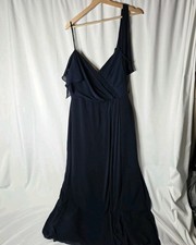 Watters&Watters Womens Size 12 Navy Side Split Maxi Dress Wedding Bridesmaid