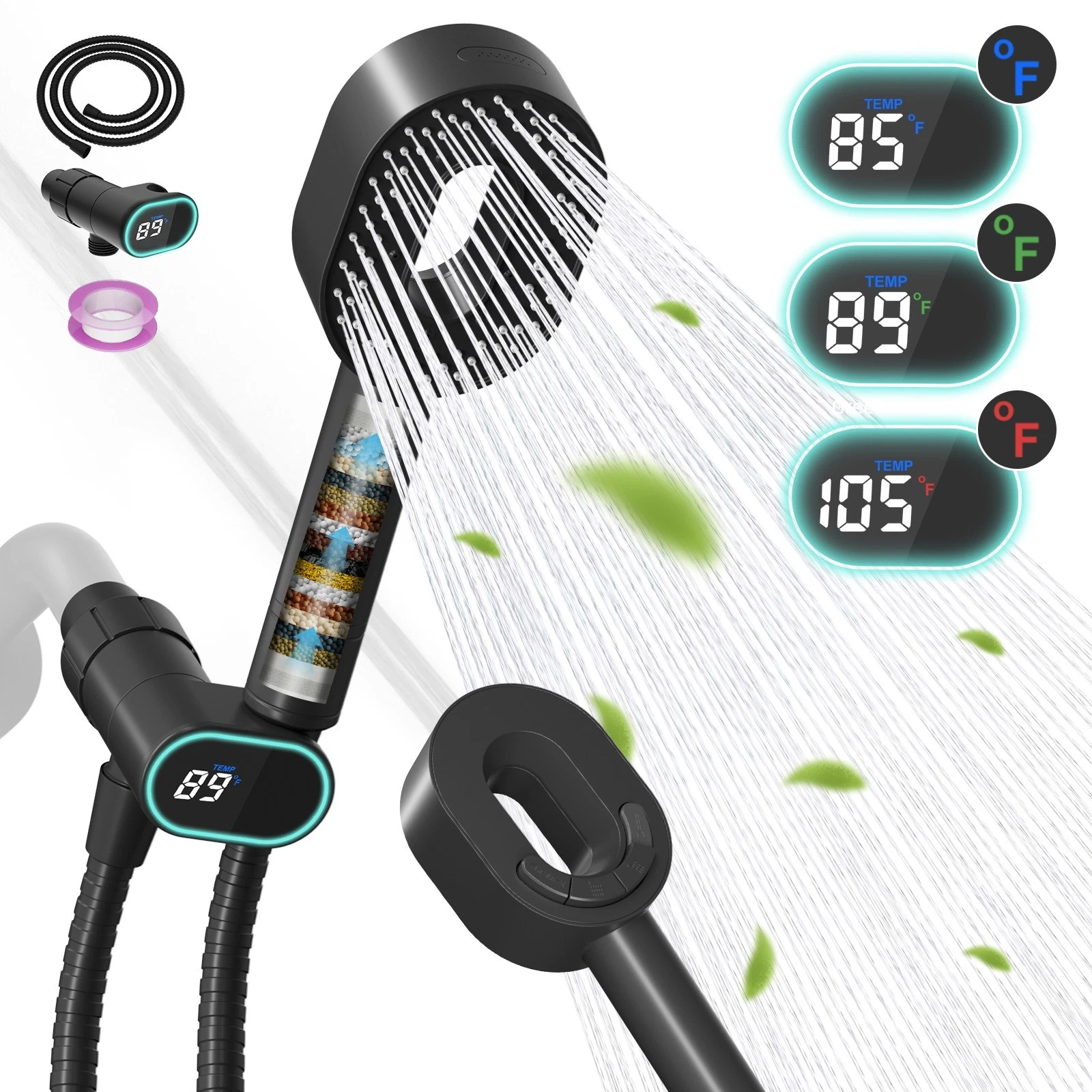 Hibbent Home Filtered High Pressure Shower Head Combo Handheld Spray LED Display
Opens in a new wind