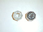 SALT PEPPER ANTIQUES or for spices ODD PAIR GLASS SILVER TOP 1 1/2" tall GOOD — photo 2