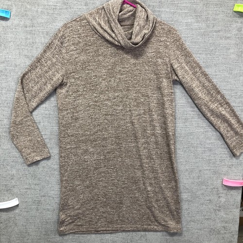 Tickled Teal Sweater Womens Small Brown Cowl Neck Long Sleeve Tunic Soft Knit