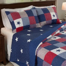 Lavish Home Caroline Patriotic Quilt Queen Size Set (66-10043-FQ)