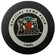 MANITOBA MOOSE HOCKEY OFFICIAL GAME PUCK RARE INGLASCO 🇨🇦  AHL VINTAGE RARE 