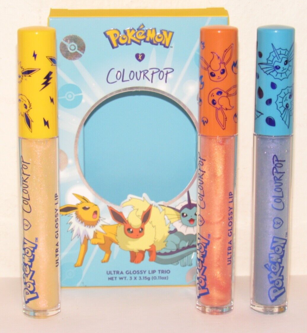 Pokemon x ColourPop Ultra Glossy Lip Trio Fire Stone Thunder Water