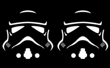 Signage Cafe Storm Trooper - 2 White Vinyl Decals, Star Wars Car Truck Windows