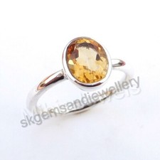 Natural Citrine Oval Gemstone 925 Sterling Silver Handmade Fine Ring All Size