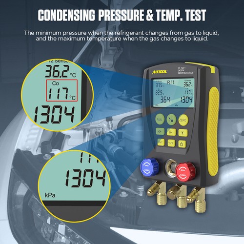 Digital Refrigerant Manifold Meter HVAC System Pressure Vacuum Temp Leak Tester - Picture 5 of 14
