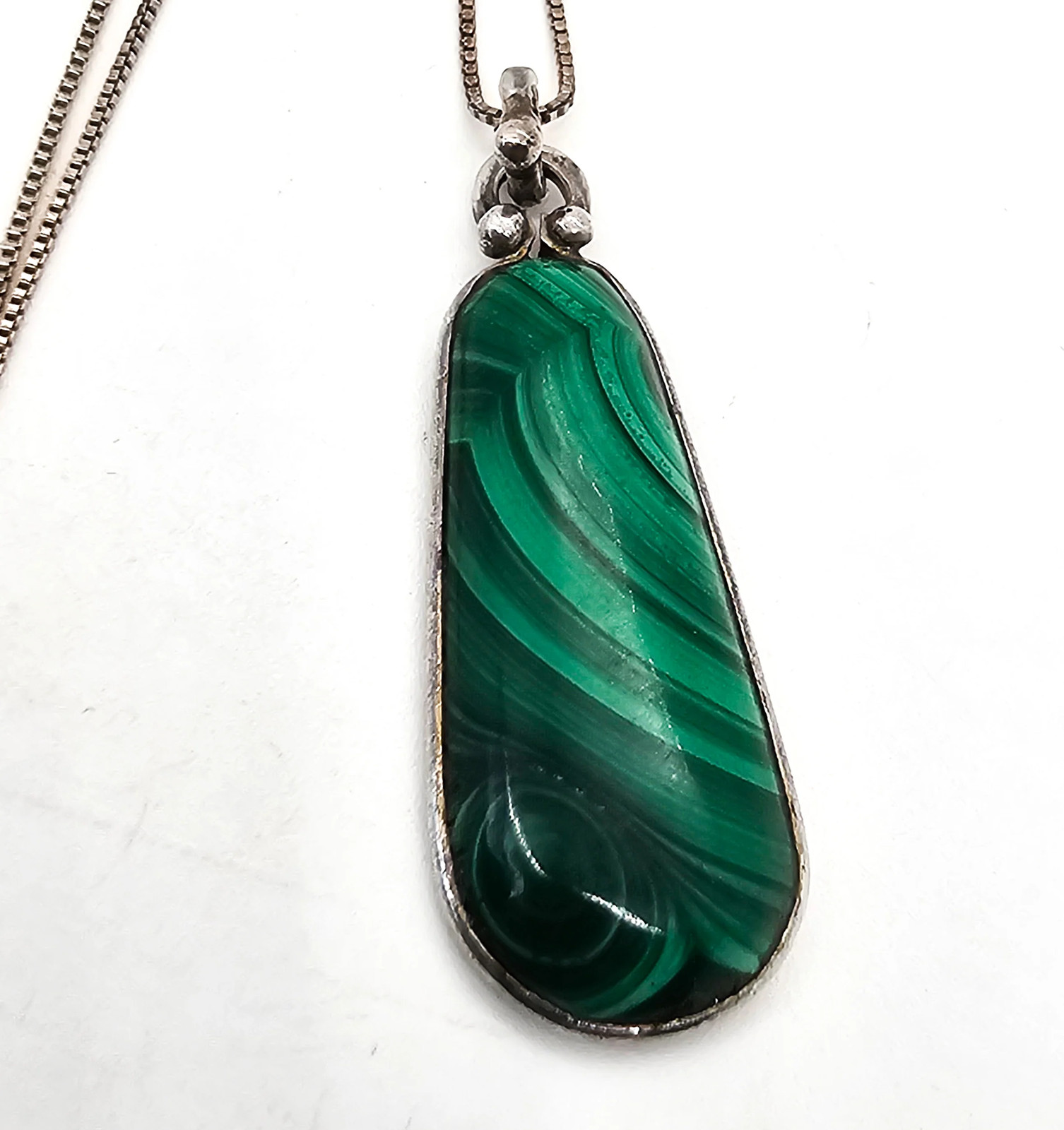 Malachite gemstone handcrafted artisan sterling s… - image 1