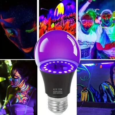 2PCS E27 UV Purple Black Light Bulb Party Glow in the Dark Lamp Black Light Bar