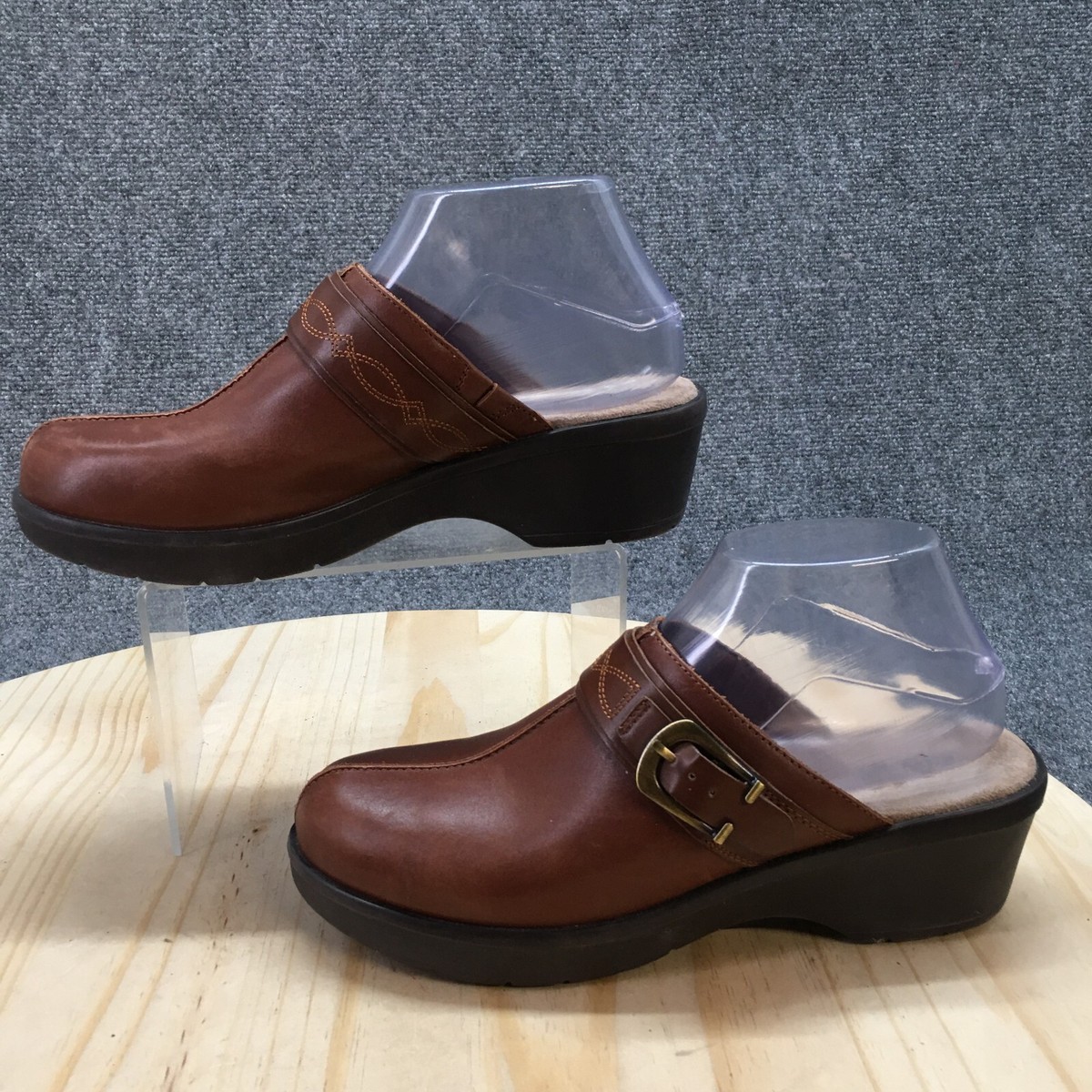 トップス N Easy Spirit Shoes Womens 8 N Sepine Open Toe Wedge Mule Brown