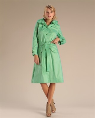 SAMUEL DONG RUFFLED COLLAR, WAIST TIE, ELEGANT TRENCH COAT