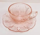 Depression Pink Cup & Saucer Cherry Blossom PERFECT Jeannette