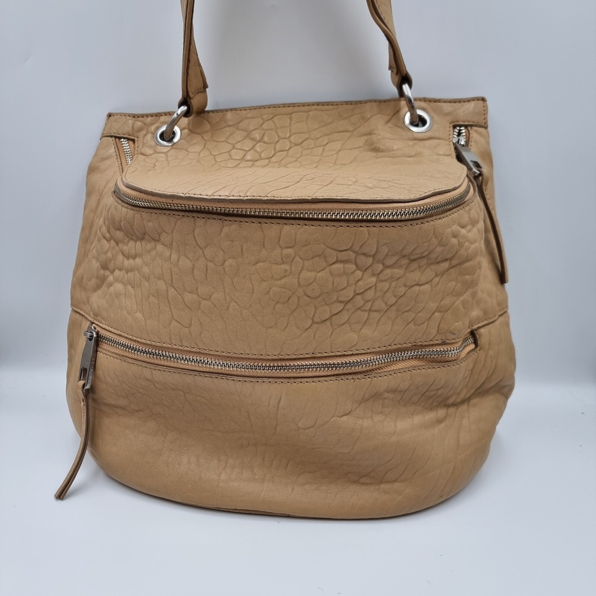 Trenery Tan Genuine Leather Tan Medium Satchel Shoulder Handbag Purse