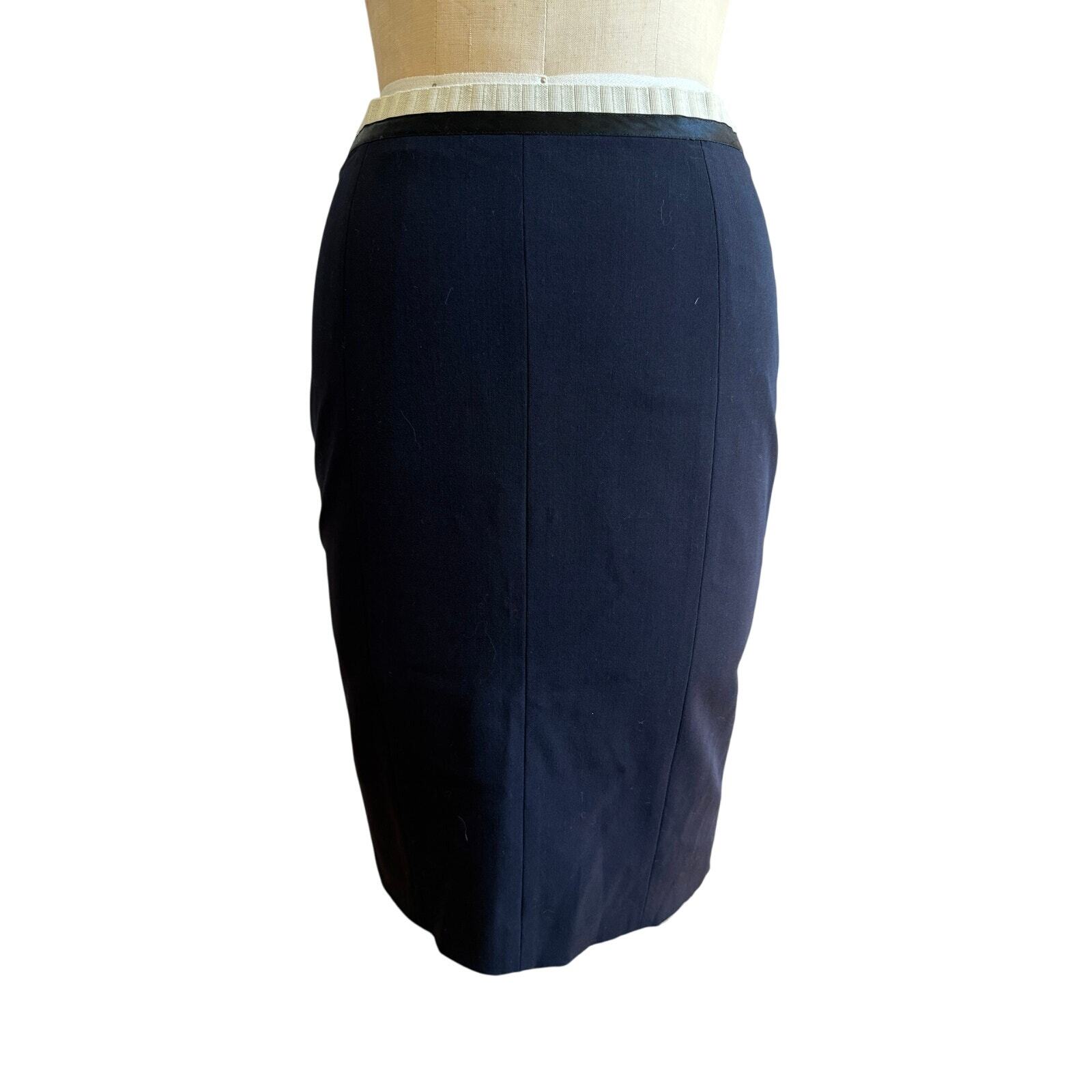 Gilles Dufour Paris Vintage Navy Blue Pencil Skirt Size 40 Small EUC Designer