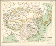 c1912 Map of CHINESE EMPIRE & JAPAN Chart Regions (BS46)