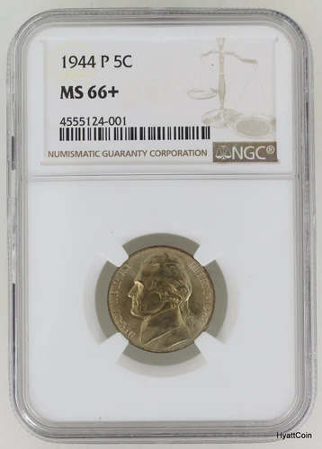 1944-P Silver War Nickel Jefferson 5C NGC MS66+ MS66 Plus