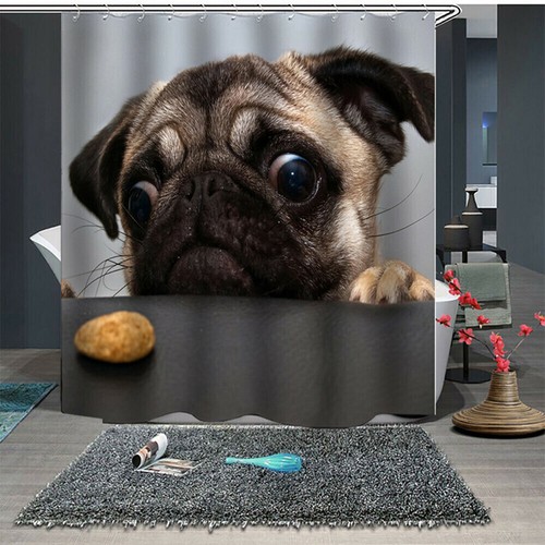 NEU Wasserdicht Duschvorhang Badewannenvorhang Dusche Vorhang Liebe Hund-Pattern - Bild 6 von 14
