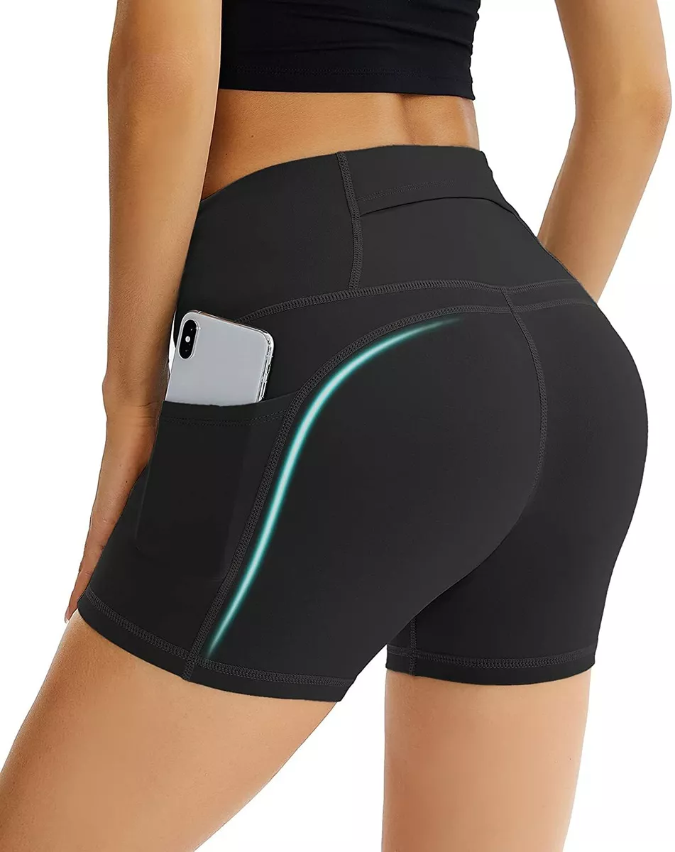 Workout Biker Shorts for Women High Waist,Tummy Control Stretchy  (Black,Size:XL)