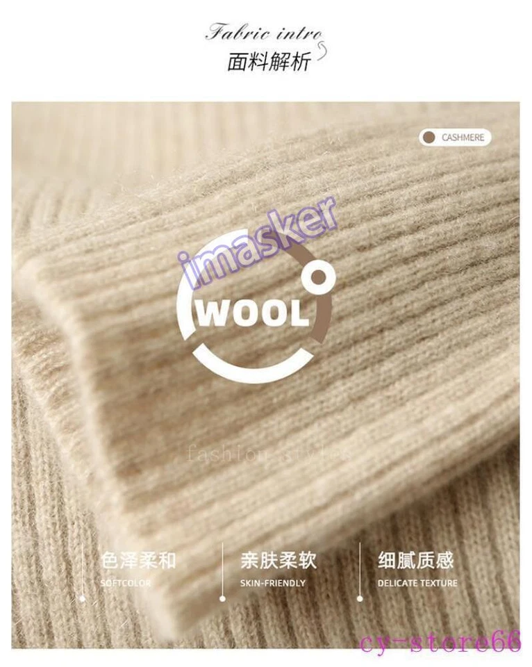 Maxi falda larga de lana de cuello alto 100 % cachemir tejido suéter vestido para mujer Foto 3 de 4