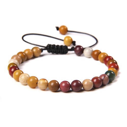 Bracciale Regolabile Perline In Pietra Naturale 6MM Tessuto Rotondo Fatto a Mano - Foto 16 di 104