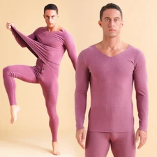 Men's Thermal Underwear Set Youth Seamless Heat Retention Base Layer Sleepwear