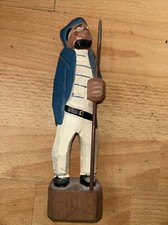 Vintage Carved Wood Sea Captain Fisherman Pirate Figurine Nautical Folk Art, B-1