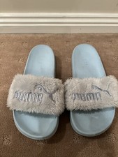 PUMA FAUX FUR SLIDES BLUE   SIZE 8 / 38   GREAT CONDITION 