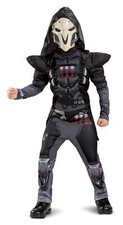 Disguise Overwatch Reaper Costume, Muscle Padded Jumpsuit, Child, Medium 7-8