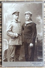 WWI. 2 Young Germans - Soldier and Sailor. Atelier Gustav Rasch, Sleswig
